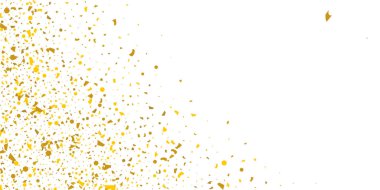 Beyaz arka planda altın parıltılı konfeti.