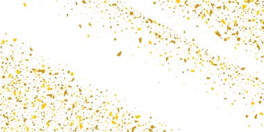 Beyaz arka planda altın parıltılı konfeti.