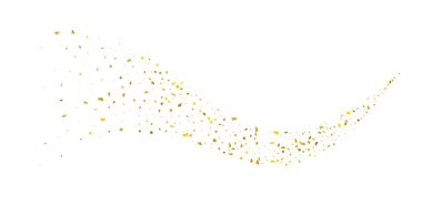 Beyaz arka planda altın parıltılı konfeti.