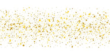 Beyaz arka planda altın parıltılı konfeti.