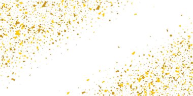 Beyaz arka planda altın parıltılı konfeti.