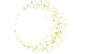 Beyaz arka planda altın parıltılı konfeti.