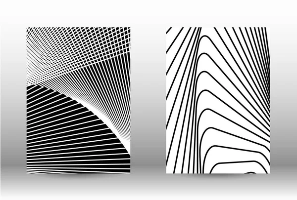 Conjunto de patrones abstractos con líneas distorsionadas. — Vector de stock