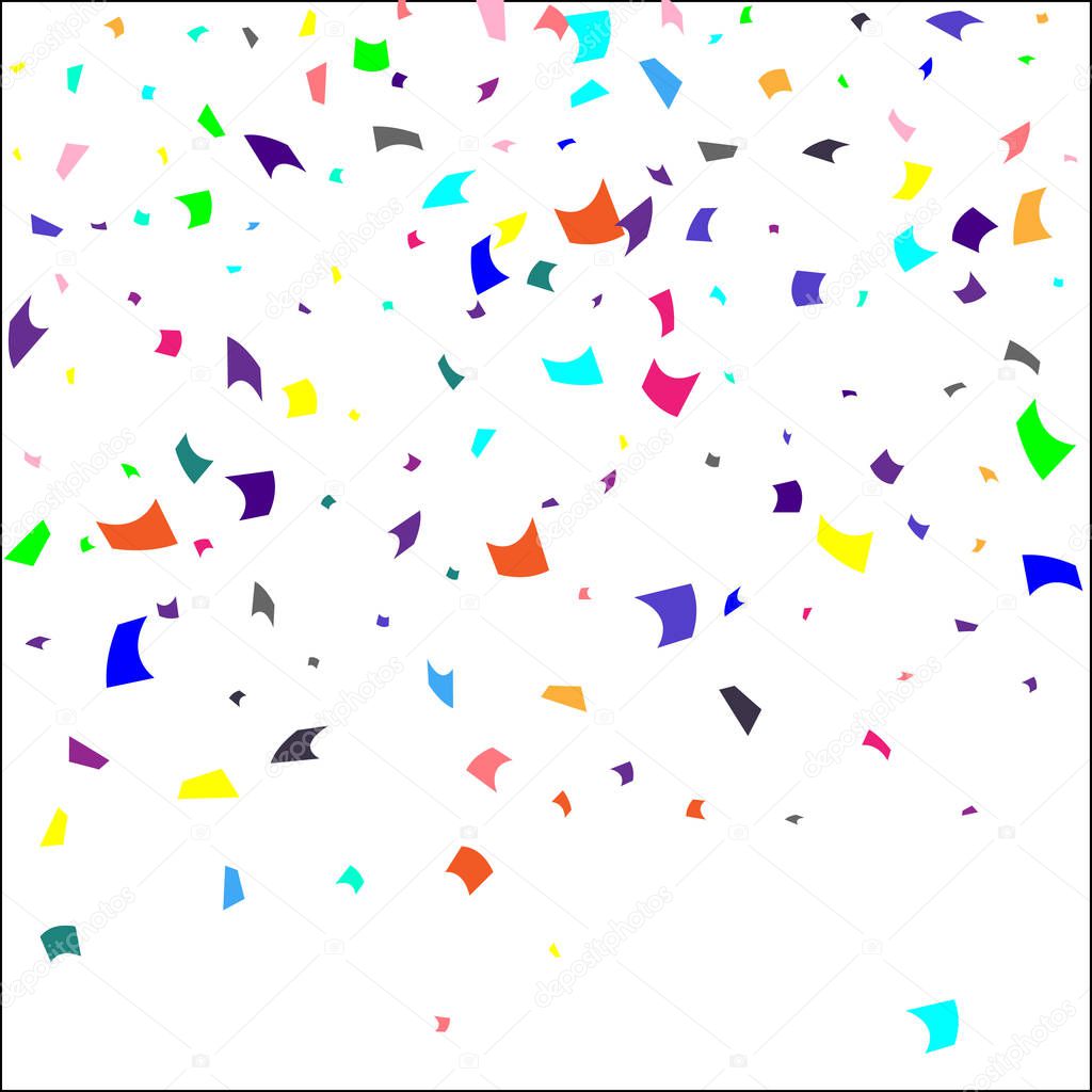 Colorful confetti on white background. 