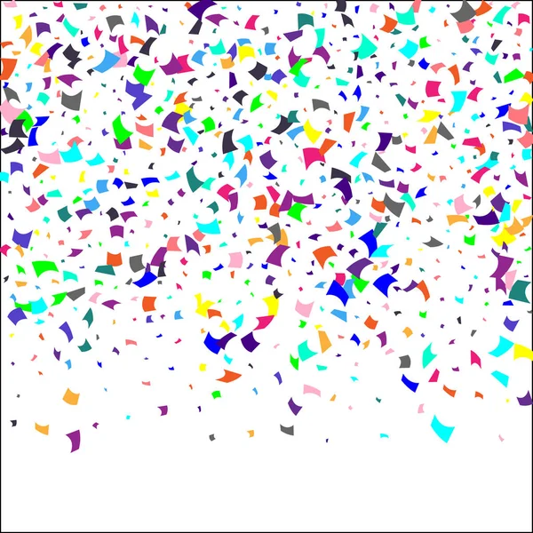 Kleurrijke confetti op witte achtergrond. — Stockvector