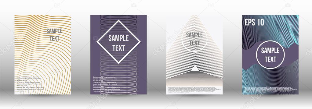 A modern cover design template. A set of modern abstract covers. Creative backgrounds from abstract gradient lines to create a trendy background for a banner, poster, booklet. Vector.