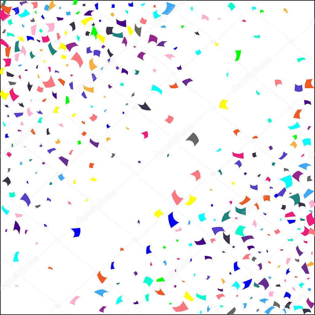 Colorful confetti on white background. 