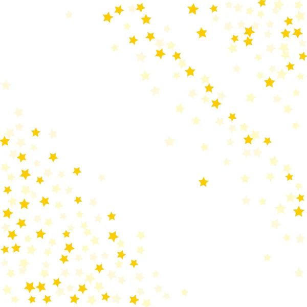 Gold  star-confetti fall on a white background. — Stock Vector