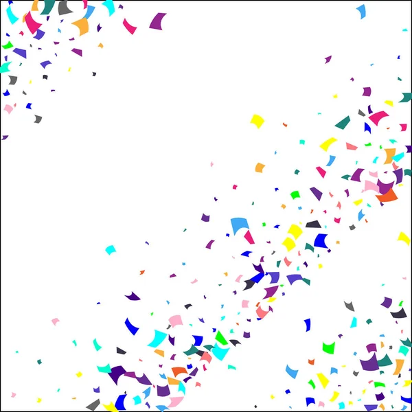 Kleurrijke confetti op witte achtergrond. — Stockvector