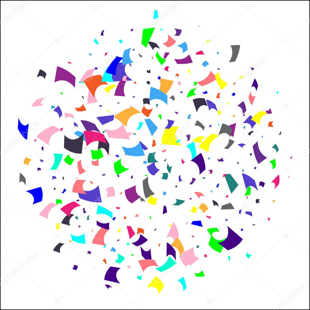 Colorful confetti on white background. 