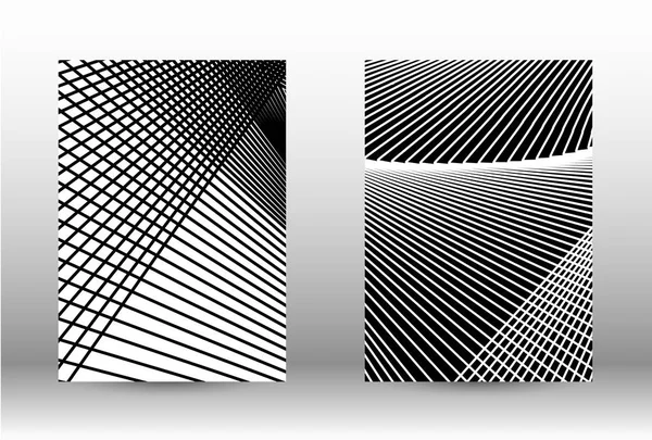 Set van abstracte patronen met vervormde lijnen. — Stockvector