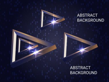 Geometrik üçgenler arka planda parıldıyor.