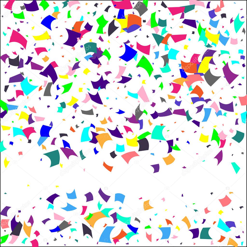 Colorful confetti on white background. 