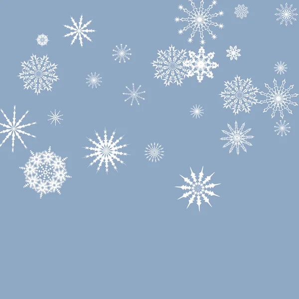 雪花飘落在蓝天的背景下 冬季矢量背景 装饰雪花的效果 非常适合圣诞贺卡 横幅或海报 Eps — 图库矢量图片