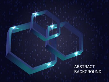 Metal çokgenler arka planda parıldıyor.