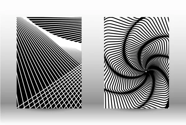Uppsättning abstrakta mönster med förvrängda linjer. — Stock vektor
