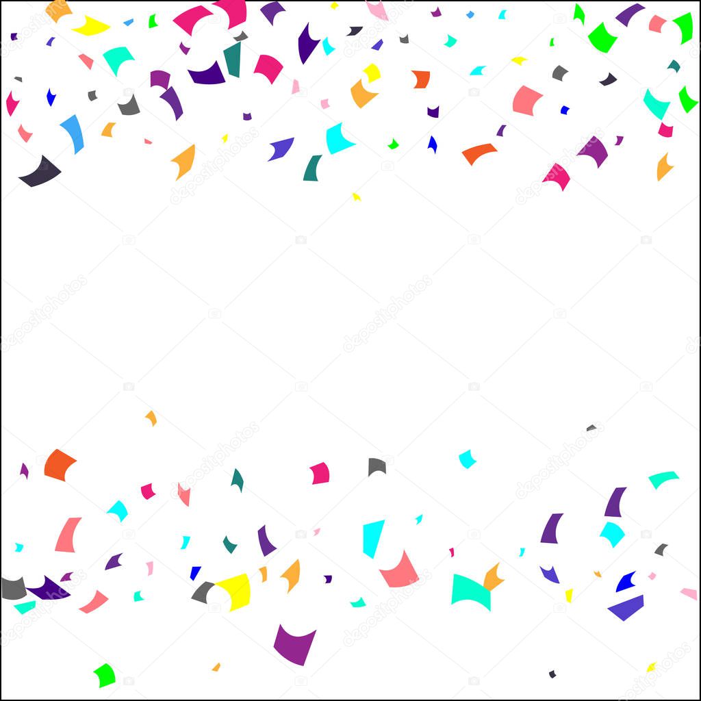 Colorful confetti on white background. 