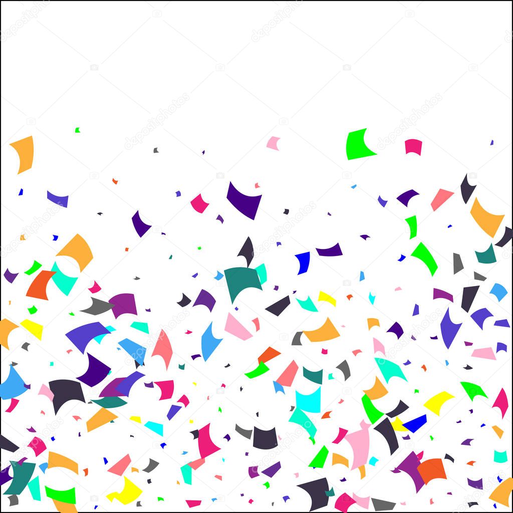 Colorful confetti on white background. 