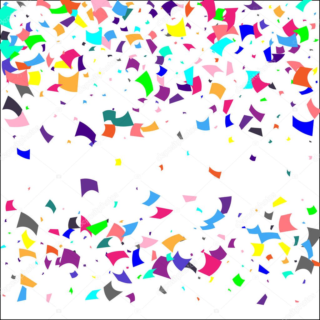 Colorful confetti on white background. 