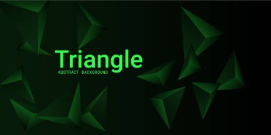 Üçgen arka plan. Soyut Kompozisyon 3d üçgen. 3D vektör çizim. Modern geometrik arka plan. Uzayda zümrüt üç boyutlu üçgen.