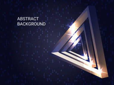 Metal üçgenler arka planda parıldıyor.