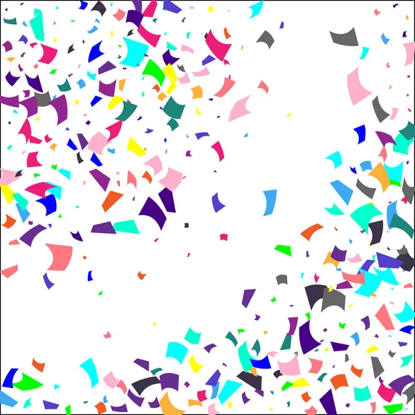 Kleurrijke confetti op witte achtergrond. — Stockvector