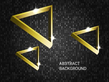 Metal üçgenler arka planda parıldıyor.