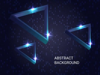 Metal üçgenler arka planda parıldıyor.