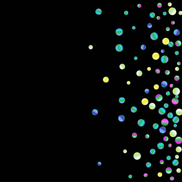 Los confeti-puntos coloreados se dispersan en un negro — Archivo Imágenes Vectoriales