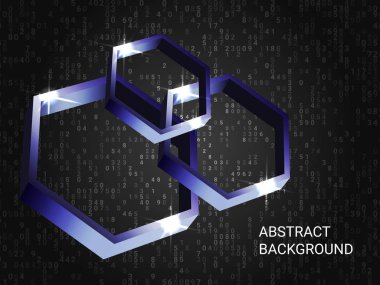 Arkaplanda geometrik çokgenler parıldıyor.