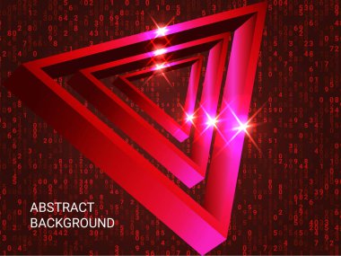 Geometrik üçgenler arka planda parıldıyor.