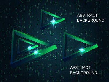 Geometrik üçgenler arka planda parıldıyor.