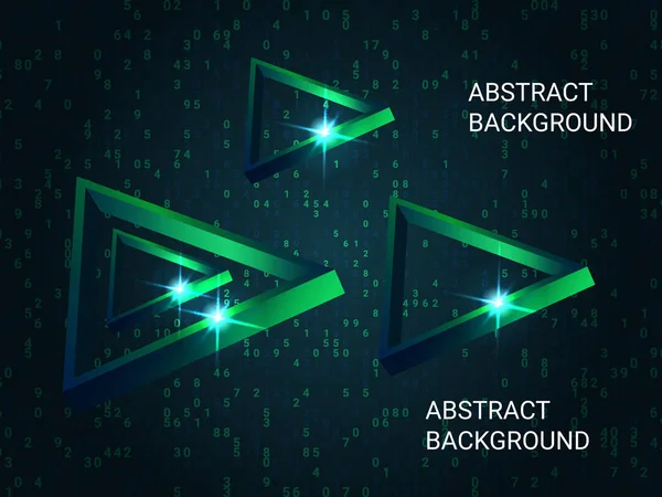 Geometrik üçgenler arka planda parıldıyor.