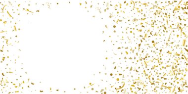 Beyaz arka planda altın parıltılı konfeti.