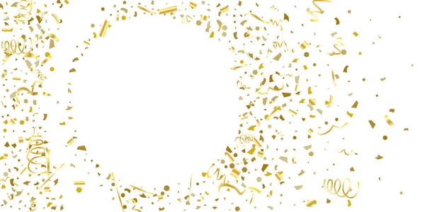 Golden glitter confetti op een witte achtergrond. — Stockvector