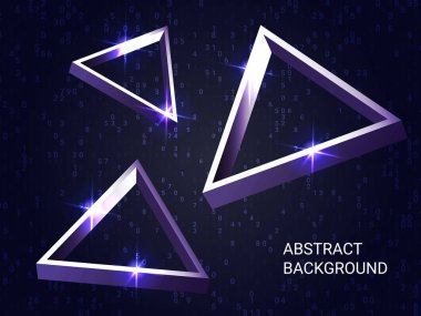 Metal üçgenler arka planda parıldıyor.