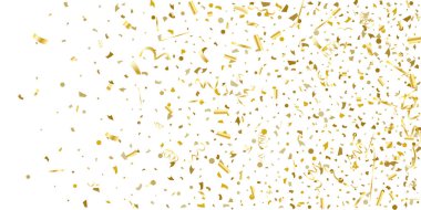 Beyaz arka planda altın parıltılı konfeti.