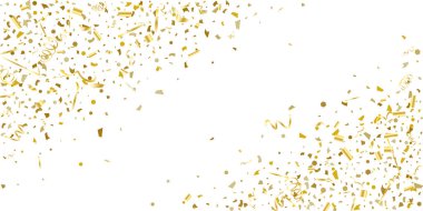 Beyaz arka planda altın parıltılı konfeti.