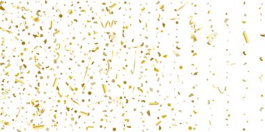 Beyaz arka planda altın parıltılı konfeti.