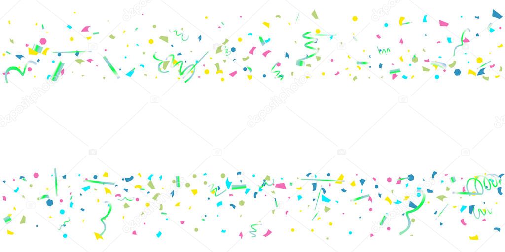 Colorful confetti on white background.