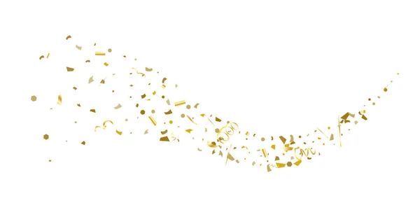 Golden glitter confetti on a white background. — Stock Vector