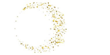 Beyaz arka planda altın parıltılı konfeti.