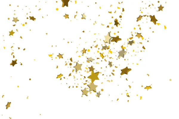 Oro volumétrico estrella-confeti — Vector de stock