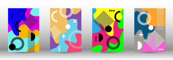 Memphis background set covers. — Stock Vector