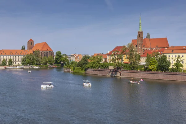 Toeristische Boten Oder River Stad Attractie Populair Uitzicht Middeleeuwse John — Stockfoto