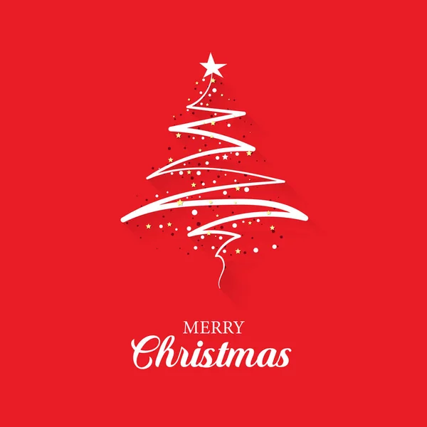 赤の背景に抽象的でモダンなクリスマス ツリーの言葉メリー クリスマス クリスマス グリーティング カードの概念 — ストック写真