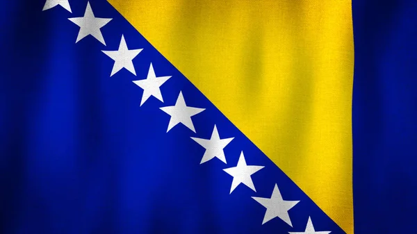 Bosnia Herzegovina Ondea Bandera Con Viento Cierre Bandera Bosnia Realista —  Fotos de Stock