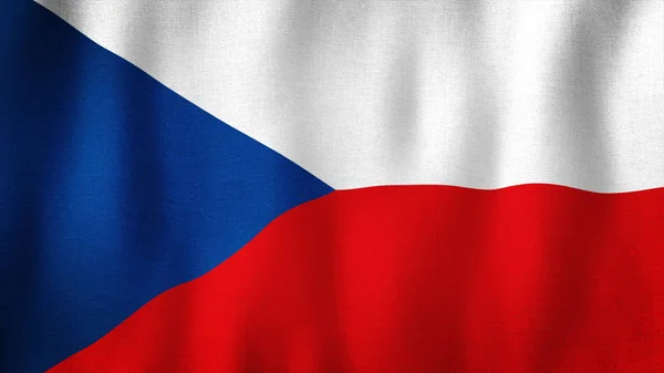 捷克国旗在风中飘扬 具有高度细密面料质感的逼真旗帜的遮挡 — 图库照片