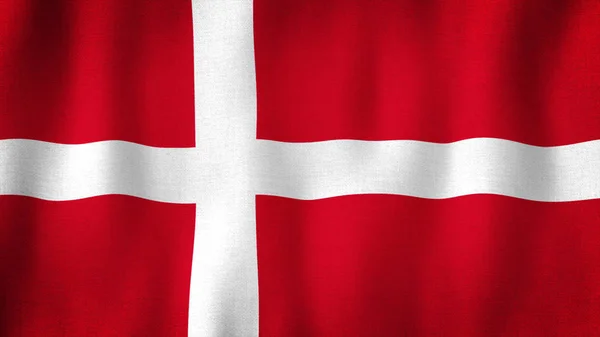 Danimarka Bayrağı Rüzgarda Dalgalanıyor Çok Detaylı Kumaş Dokusuna Sahip Gerçekçi — Stok fotoğraf