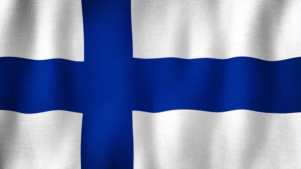 Finland Flag Waving Wind Closeup Realistic Finnish Flag Highly Detailed — Stock Photo, Image